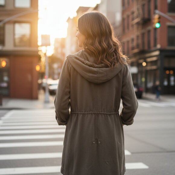 Urban Outfitters Silence Noise Army Green Long Utility Jacket L - Picture 2 of 14